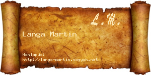 Langa Martin névjegykártya